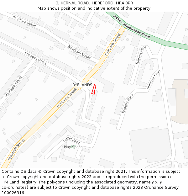 3, KERNAL ROAD, HEREFORD, HR4 0PR: Location map and indicative extent of plot