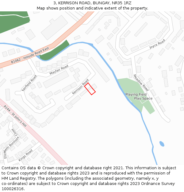 3, KERRISON ROAD, BUNGAY, NR35 1RZ: Location map and indicative extent of plot