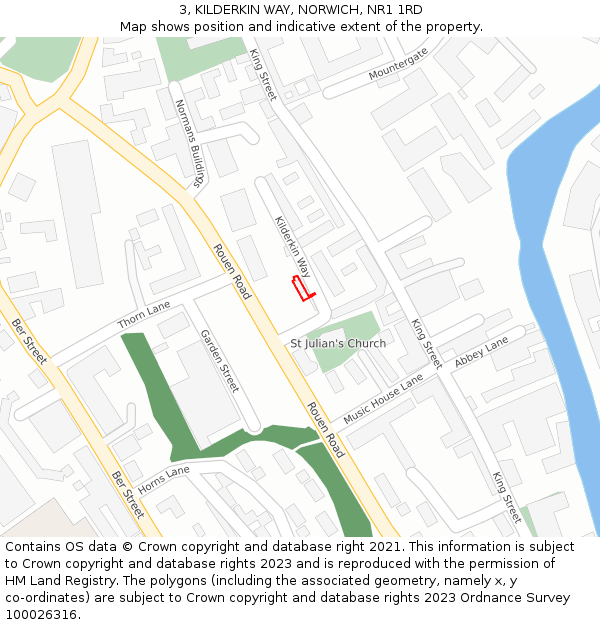 3, KILDERKIN WAY, NORWICH, NR1 1RD: Location map and indicative extent of plot
