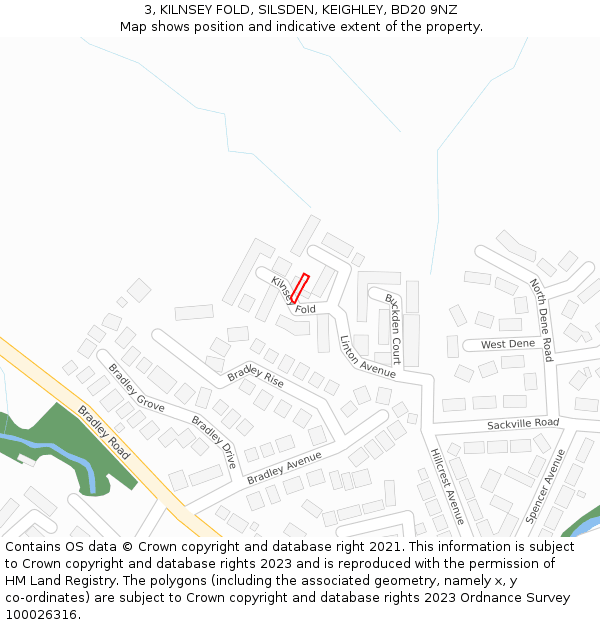 3, KILNSEY FOLD, SILSDEN, KEIGHLEY, BD20 9NZ: Location map and indicative extent of plot