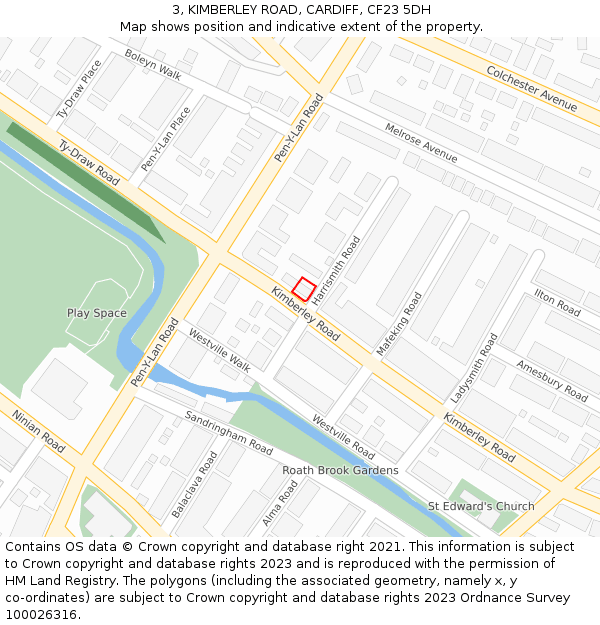 3, KIMBERLEY ROAD, CARDIFF, CF23 5DH: Location map and indicative extent of plot