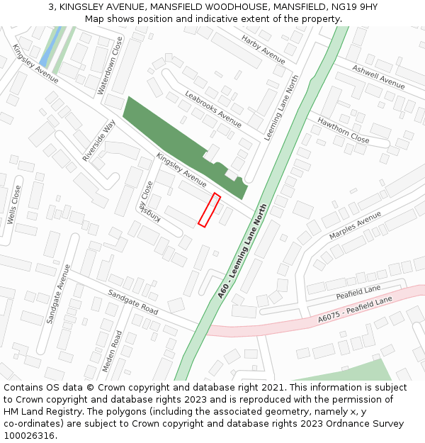 3, KINGSLEY AVENUE, MANSFIELD WOODHOUSE, MANSFIELD, NG19 9HY: Location map and indicative extent of plot