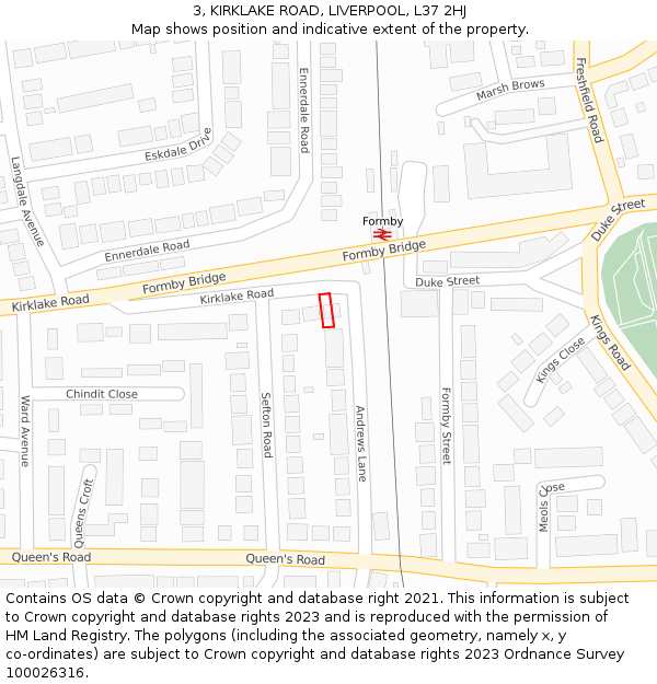 3, KIRKLAKE ROAD, LIVERPOOL, L37 2HJ: Location map and indicative extent of plot