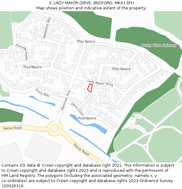 3, LADY MAYOR DRIVE, BEDFORD, MK41 0FH: Location map and indicative extent of plot