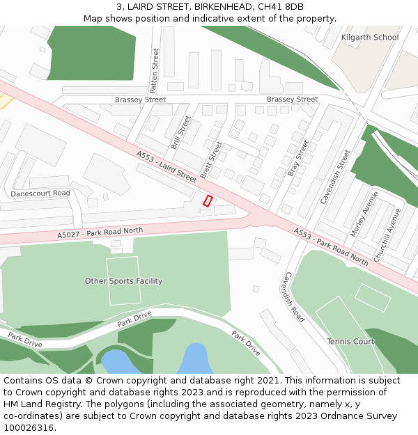 3, LAIRD STREET, BIRKENHEAD, CH41 8DB: Location map and indicative extent of plot