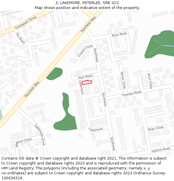 3, LAKEMORE, PETERLEE, SR8 1DZ: Location map and indicative extent of plot
