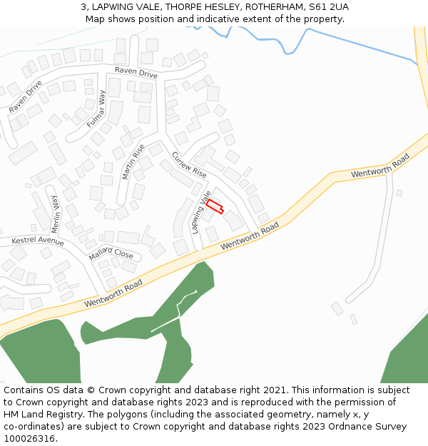 3, LAPWING VALE, THORPE HESLEY, ROTHERHAM, S61 2UA: Location map and indicative extent of plot