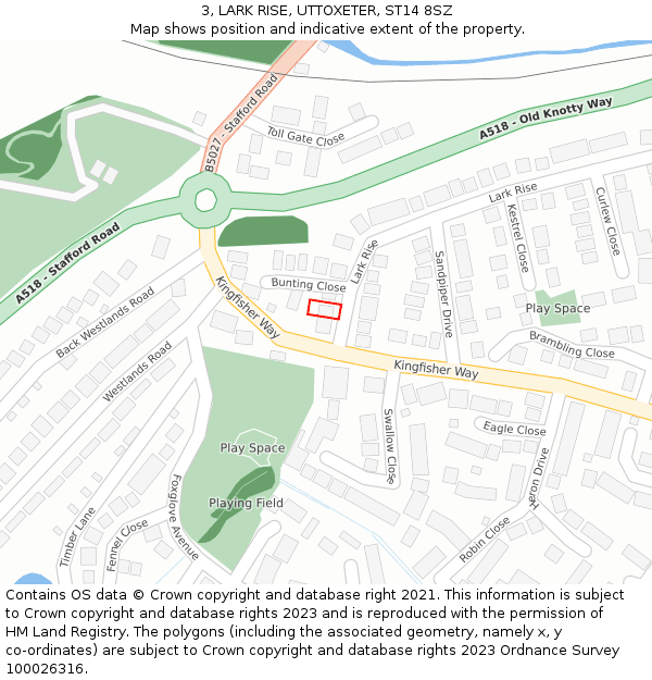3, LARK RISE, UTTOXETER, ST14 8SZ: Location map and indicative extent of plot