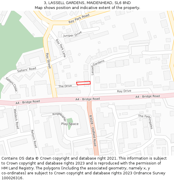 3, LASSELL GARDENS, MAIDENHEAD, SL6 8ND: Location map and indicative extent of plot