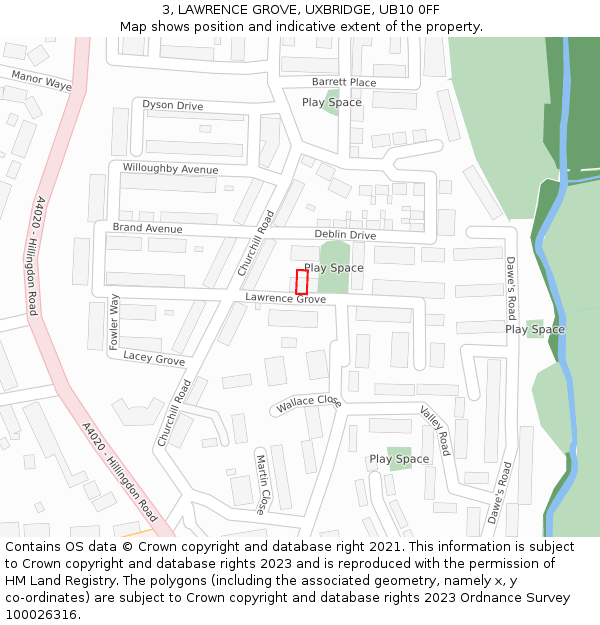 3, LAWRENCE GROVE, UXBRIDGE, UB10 0FF: Location map and indicative extent of plot