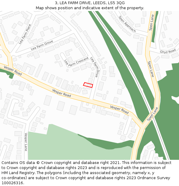 3, LEA FARM DRIVE, LEEDS, LS5 3QG: Location map and indicative extent of plot