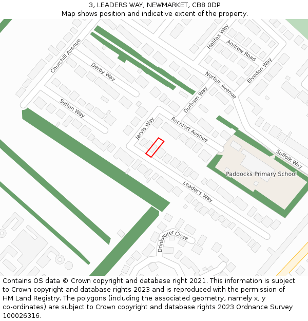 3, LEADERS WAY, NEWMARKET, CB8 0DP: Location map and indicative extent of plot