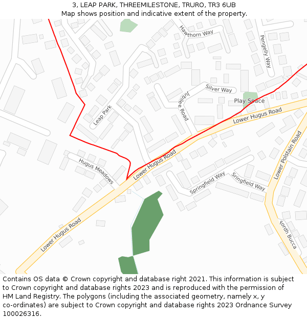 3, LEAP PARK, THREEMILESTONE, TRURO, TR3 6UB: Location map and indicative extent of plot