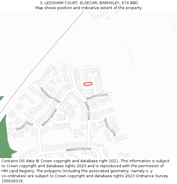 3, LEDSHAM COURT, ELSECAR, BARNSLEY, S74 8BD: Location map and indicative extent of plot
