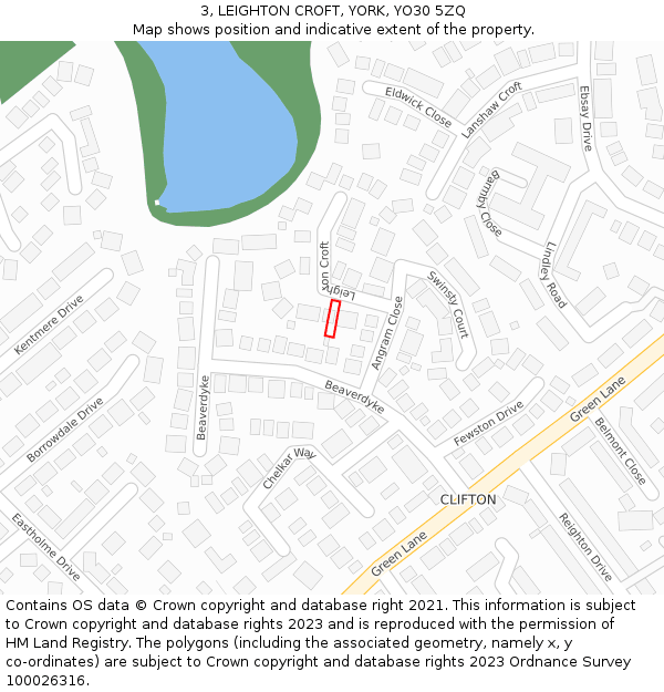 3, LEIGHTON CROFT, YORK, YO30 5ZQ: Location map and indicative extent of plot