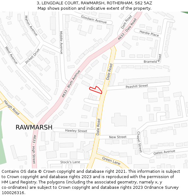 3, LENGDALE COURT, RAWMARSH, ROTHERHAM, S62 5AZ: Location map and indicative extent of plot