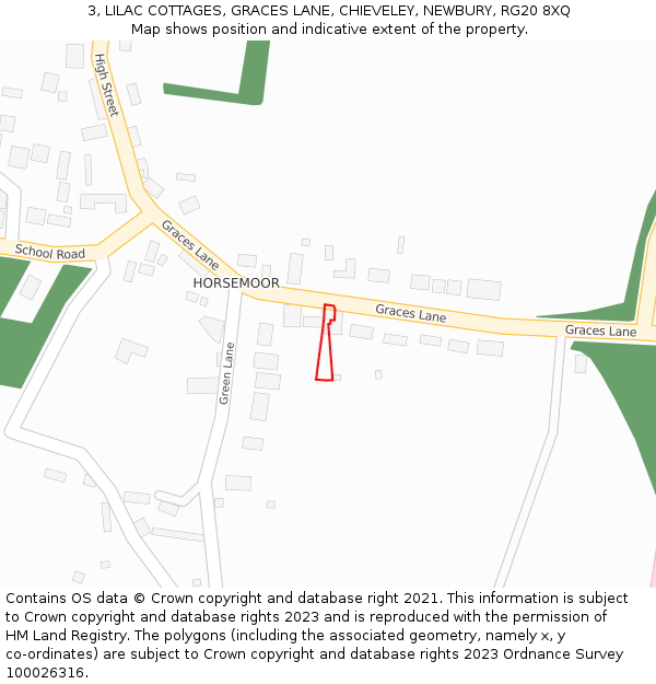 3, LILAC COTTAGES, GRACES LANE, CHIEVELEY, NEWBURY, RG20 8XQ: Location map and indicative extent of plot