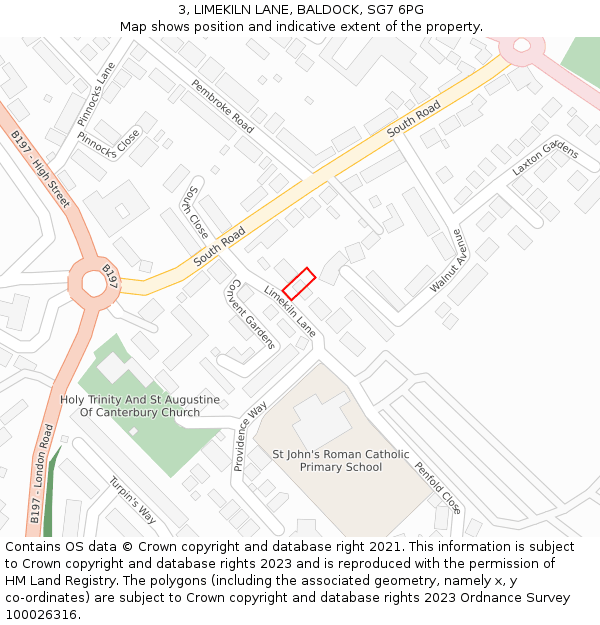 3, LIMEKILN LANE, BALDOCK, SG7 6PG: Location map and indicative extent of plot