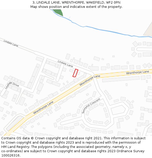 3, LINDALE LANE, WRENTHORPE, WAKEFIELD, WF2 0PN: Location map and indicative extent of plot