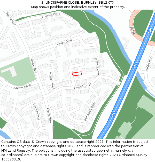 3, LINDISFARNE CLOSE, BURNLEY, BB12 0TX: Location map and indicative extent of plot