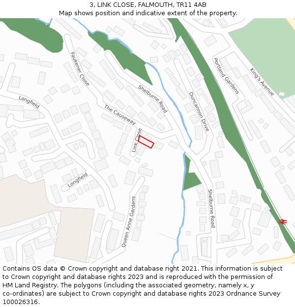 3, LINK CLOSE, FALMOUTH, TR11 4AB: Location map and indicative extent of plot