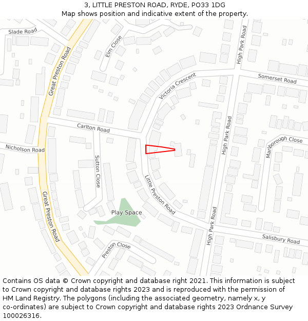 3, LITTLE PRESTON ROAD, RYDE, PO33 1DG: Location map and indicative extent of plot