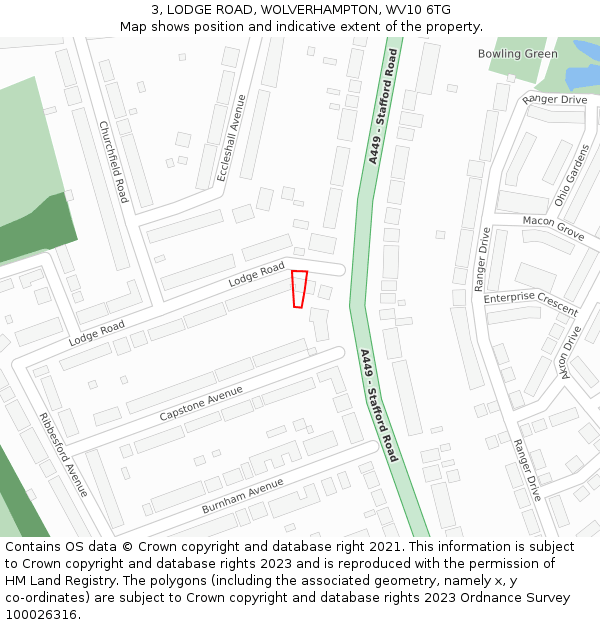 3, LODGE ROAD, WOLVERHAMPTON, WV10 6TG: Location map and indicative extent of plot