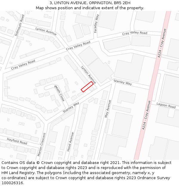 3, LYNTON AVENUE, ORPINGTON, BR5 2EH: Location map and indicative extent of plot