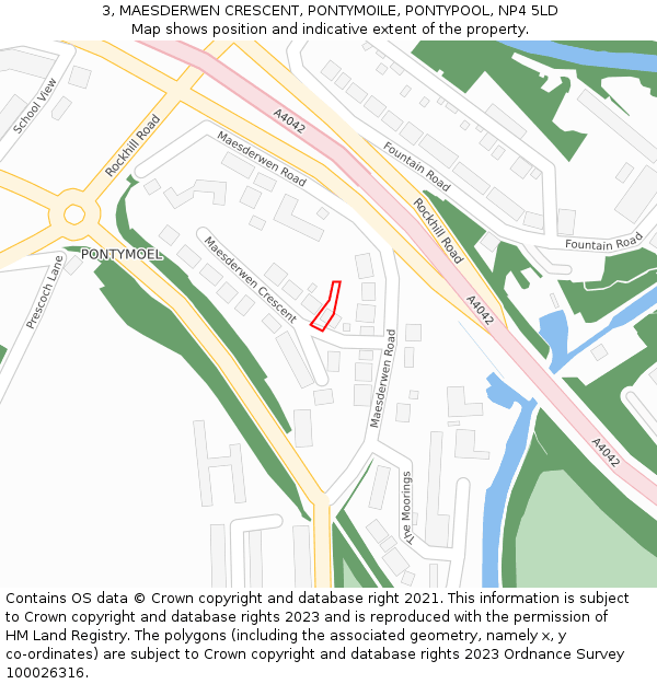 3, MAESDERWEN CRESCENT, PONTYMOILE, PONTYPOOL, NP4 5LD: Location map and indicative extent of plot