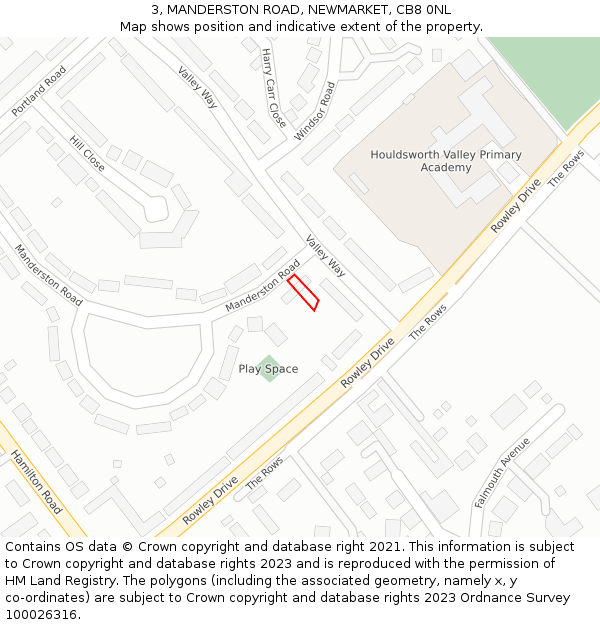 3, MANDERSTON ROAD, NEWMARKET, CB8 0NL: Location map and indicative extent of plot