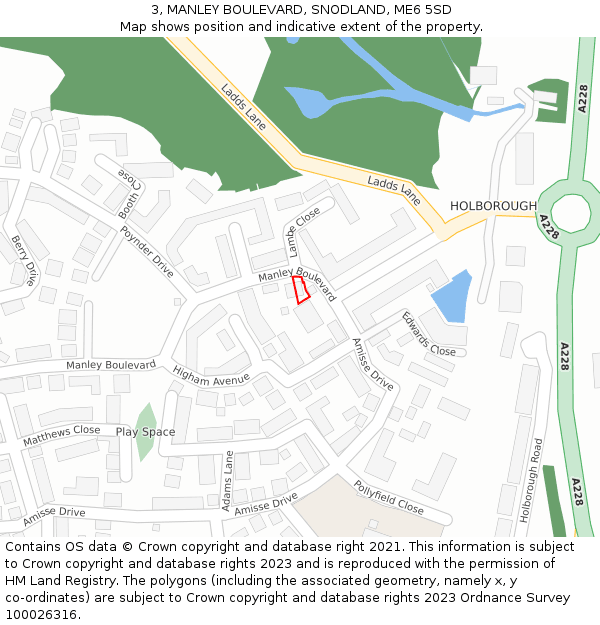 3, MANLEY BOULEVARD, SNODLAND, ME6 5SD: Location map and indicative extent of plot