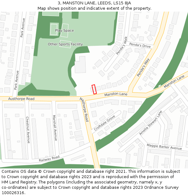 3, MANSTON LANE, LEEDS, LS15 8JA: Location map and indicative extent of plot