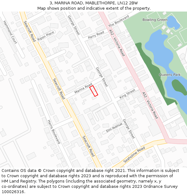 3, MARINA ROAD, MABLETHORPE, LN12 2BW: Location map and indicative extent of plot