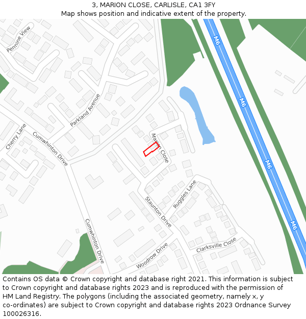 3, MARION CLOSE, CARLISLE, CA1 3FY: Location map and indicative extent of plot