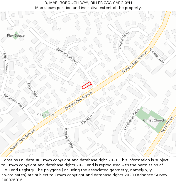 3, MARLBOROUGH WAY, BILLERICAY, CM12 0YH: Location map and indicative extent of plot