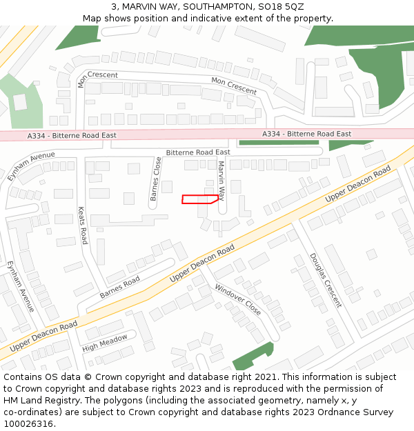 3, MARVIN WAY, SOUTHAMPTON, SO18 5QZ: Location map and indicative extent of plot