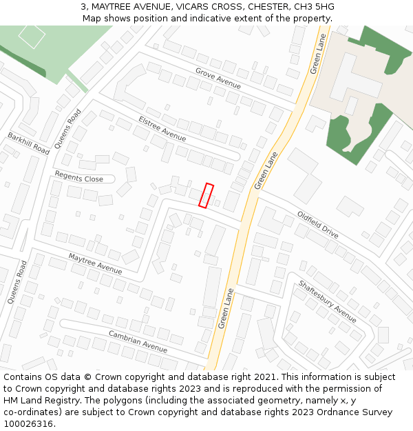 3, MAYTREE AVENUE, VICARS CROSS, CHESTER, CH3 5HG: Location map and indicative extent of plot