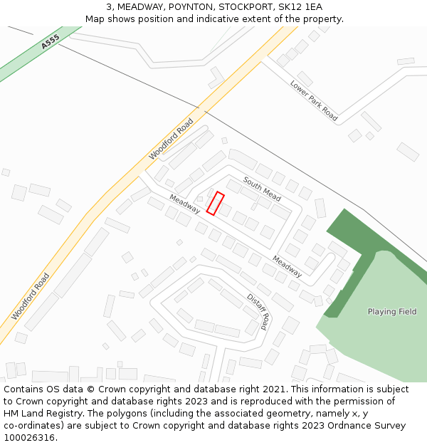 3, MEADWAY, POYNTON, STOCKPORT, SK12 1EA: Location map and indicative extent of plot