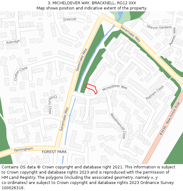 3, MICHELDEVER WAY, BRACKNELL, RG12 0XX: Location map and indicative extent of plot