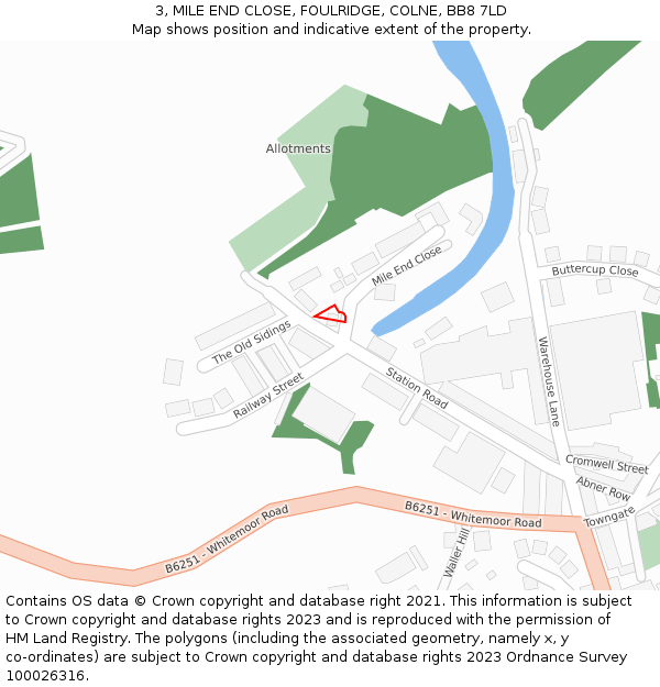 3, MILE END CLOSE, FOULRIDGE, COLNE, BB8 7LD: Location map and indicative extent of plot