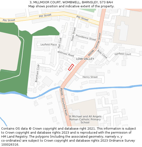 3, MILLMOOR COURT, WOMBWELL, BARNSLEY, S73 8AH: Location map and indicative extent of plot