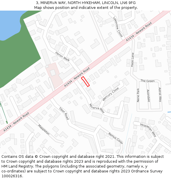 3, MINERVA WAY, NORTH HYKEHAM, LINCOLN, LN6 9FG: Location map and indicative extent of plot