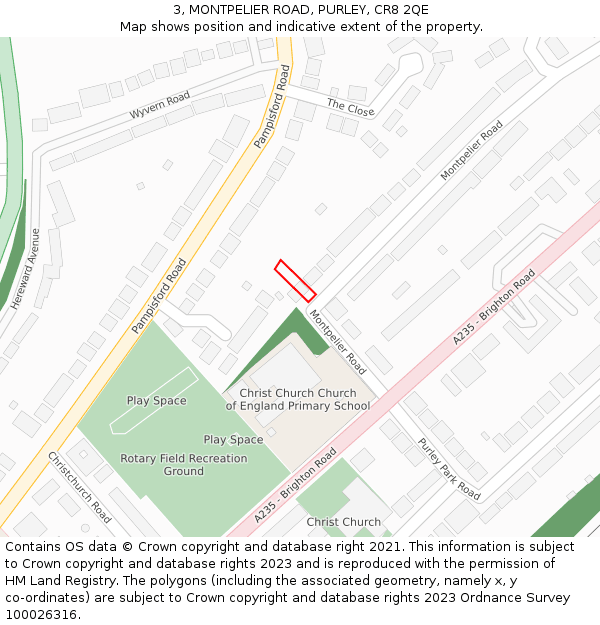 3, MONTPELIER ROAD, PURLEY, CR8 2QE: Location map and indicative extent of plot