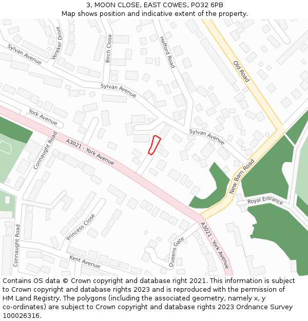 3, MOON CLOSE, EAST COWES, PO32 6PB: Location map and indicative extent of plot