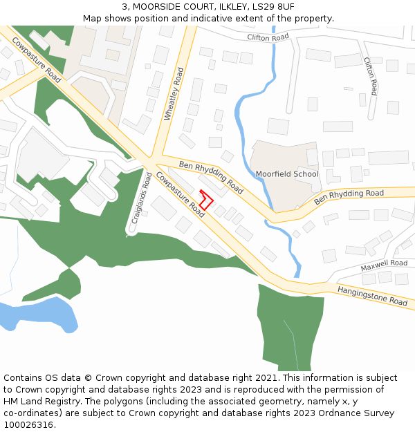 3, MOORSIDE COURT, ILKLEY, LS29 8UF: Location map and indicative extent of plot