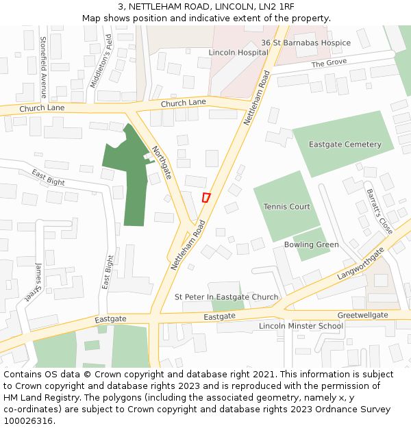 3, NETTLEHAM ROAD, LINCOLN, LN2 1RF: Location map and indicative extent of plot