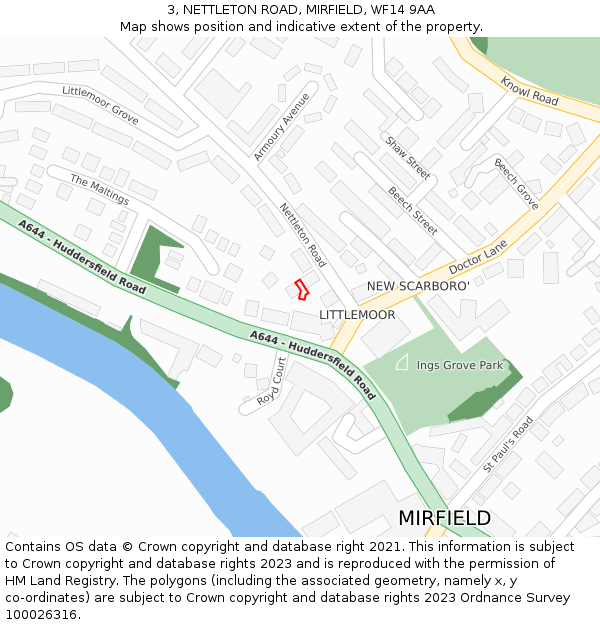 3, NETTLETON ROAD, MIRFIELD, WF14 9AA: Location map and indicative extent of plot