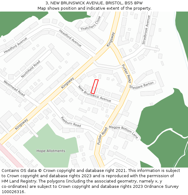 3, NEW BRUNSWICK AVENUE, BRISTOL, BS5 8PW: Location map and indicative extent of plot