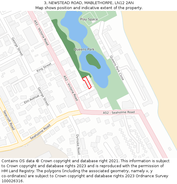 3, NEWSTEAD ROAD, MABLETHORPE, LN12 2AN: Location map and indicative extent of plot