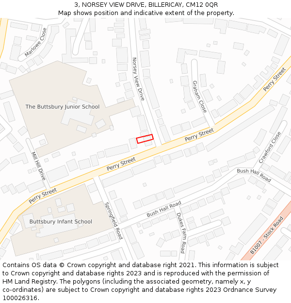3, NORSEY VIEW DRIVE, BILLERICAY, CM12 0QR: Location map and indicative extent of plot